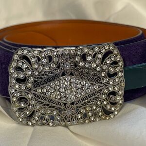 Ralph Lauren purple suede belt with rhinestone buckle